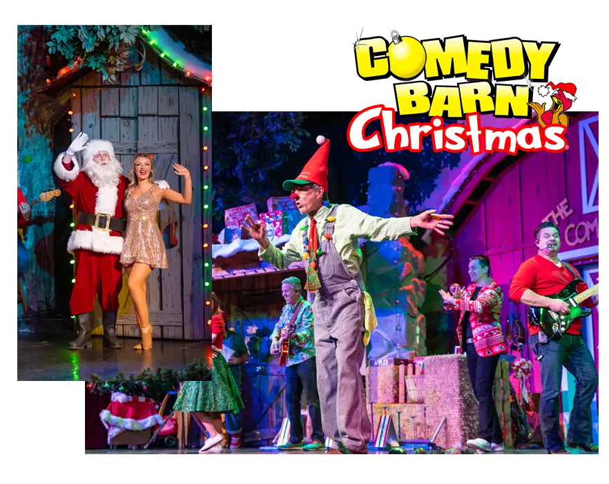 cast of Comedy Barn singing a Christmas song