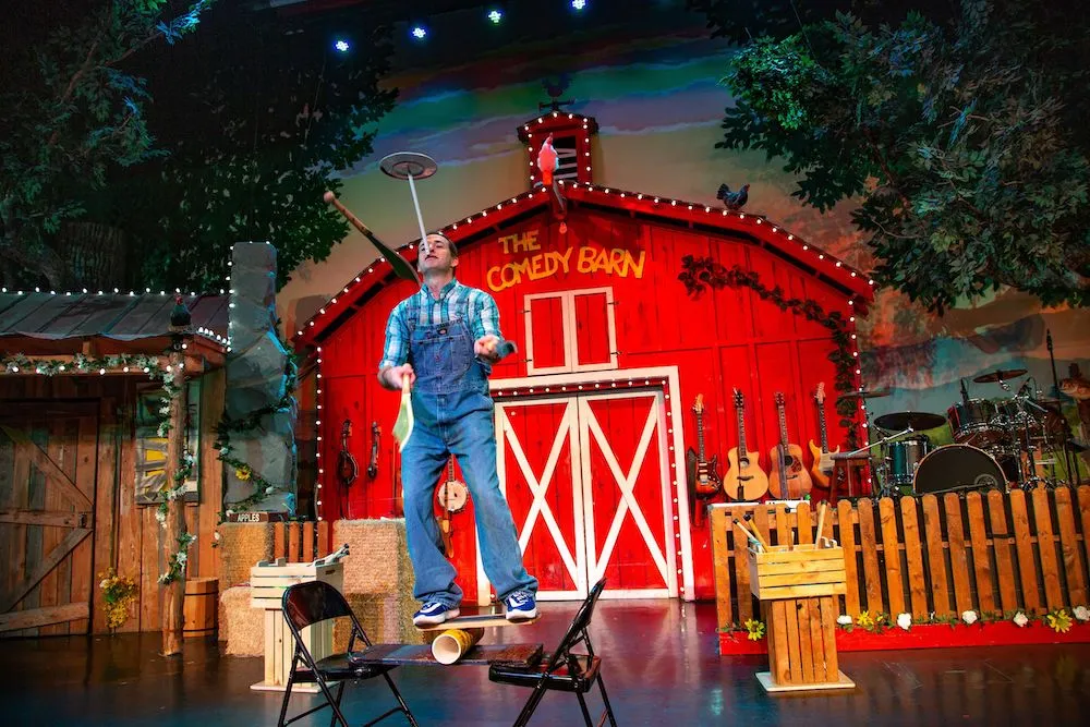 juggler balancing at Comedy Barn